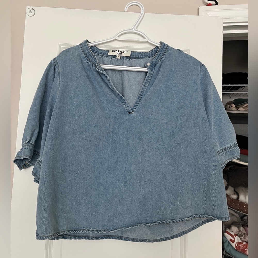 Velvet Heart Denim Blue Blouse